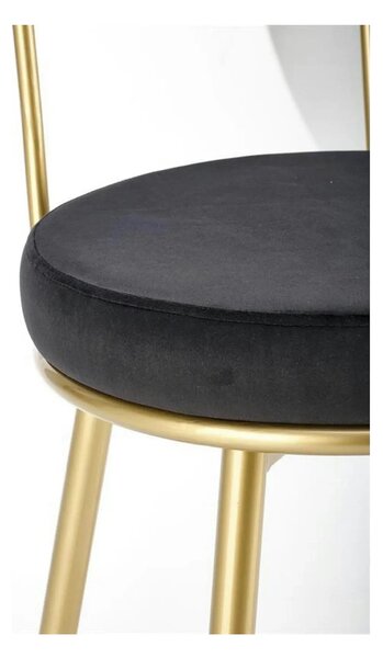 Scaun bar H115, negru/auriu, stofa catifelata/otel, 45x54x90 cm