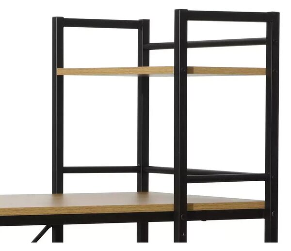 Birou B-036, stejar/negru, PAL/metal, 90x50x76/114 cm