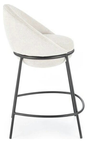 Scaun bar H118, bej deschis/negru, stofa clasica/otel, 53x57x90 cm