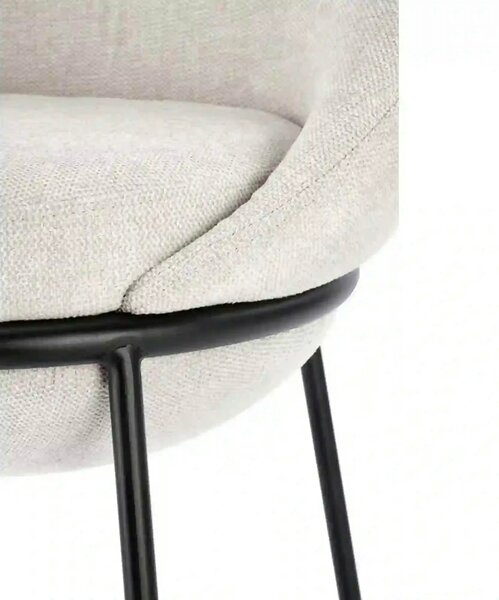 Scaun bar H118, bej deschis/negru, stofa clasica/otel, 53x57x90 cm