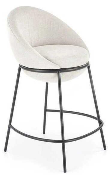 Scaun bar H118, bej deschis/negru, stofa clasica/otel, 53x57x90 cm