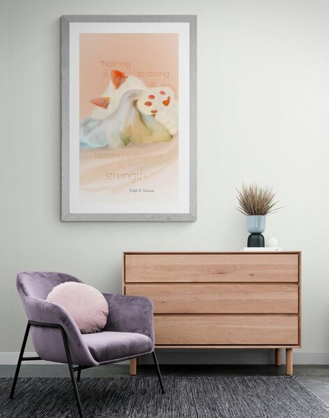 Poster cu passepartout citat despre putere și delicatețe