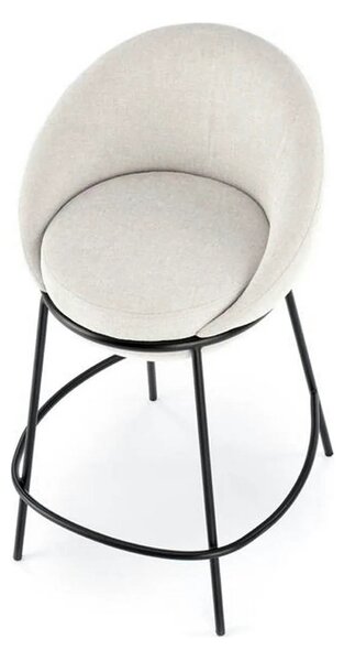 Scaun bar H118, bej deschis/negru, stofa clasica/otel, 53x57x90 cm