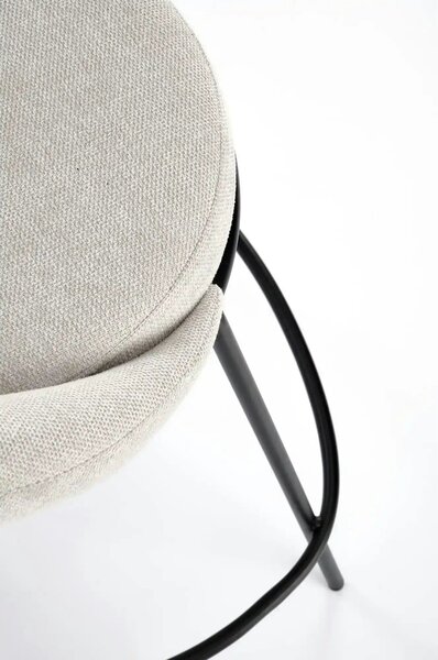 Scaun bar H118, bej deschis/negru, stofa clasica/otel, 53x57x90 cm