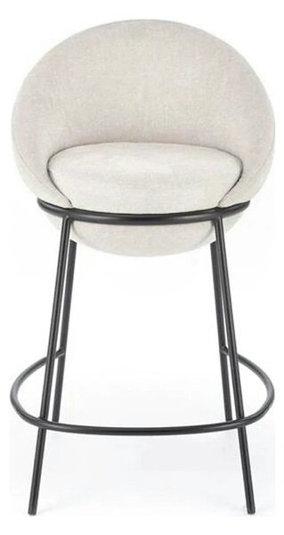 Scaun bar H118, bej deschis/negru, stofa clasica/otel, 53x57x90 cm