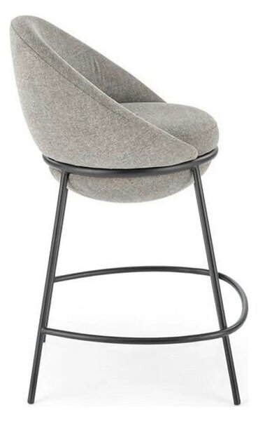 Scaun bar H118, gri/negru, stofa clasica/otel, 53x57x90 cm