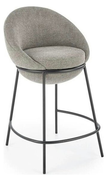 Scaun bar H118, gri/negru, stofa clasica/otel, 53x57x90 cm