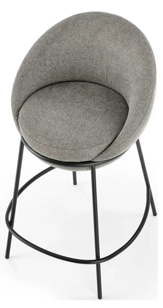 Scaun bar H118, gri/negru, stofa clasica/otel, 53x57x90 cm
