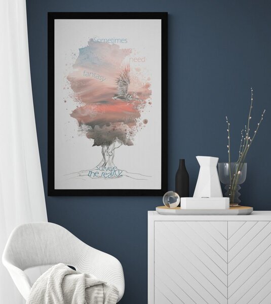 Poster cu passepartout citat motivațional despre fantezie