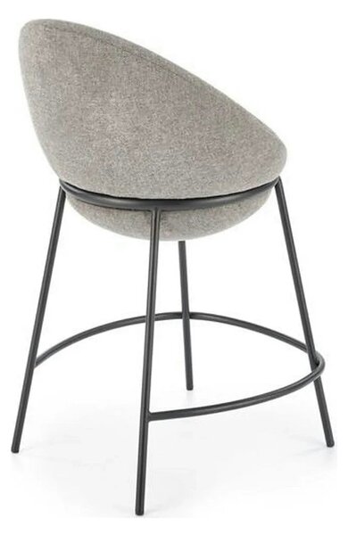 Scaun bar H118, gri/negru, stofa clasica/otel, 53x57x90 cm
