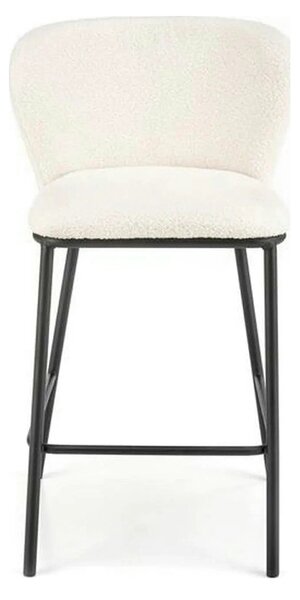 Scaun bar H119, crem/negru, stofa buclata/otel, 54x53x92 cm