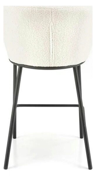 Scaun bar H119, crem/negru, stofa buclata/otel, 54x53x92 cm