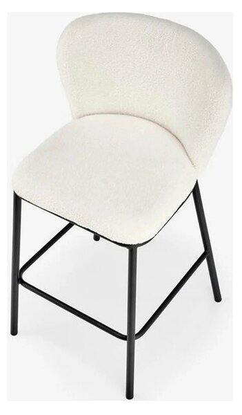 Scaun bar H119, crem/negru, stofa buclata/otel, 54x53x92 cm