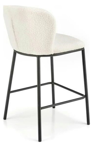 Scaun bar H119, crem/negru, stofa buclata/otel, 54x53x92 cm