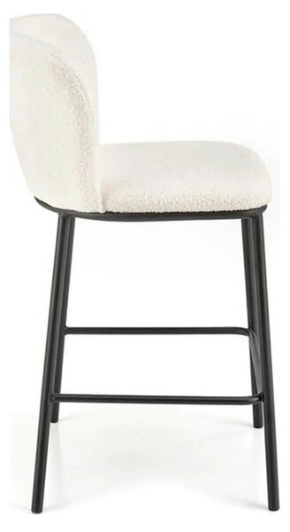 Scaun bar H119, crem/negru, stofa buclata/otel, 54x53x92 cm