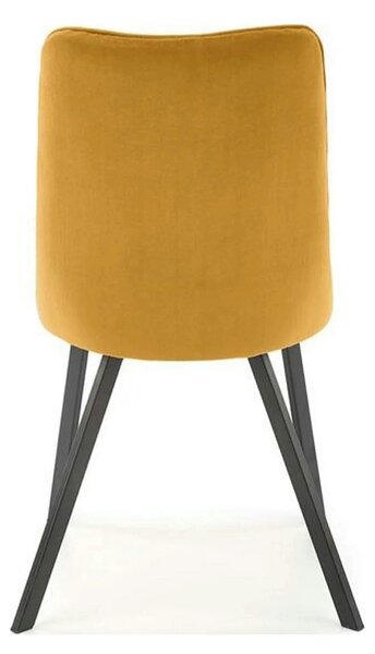 Scaun K450, galben mustar/negru, stofa catifelata/metal, 44x58x85 cm