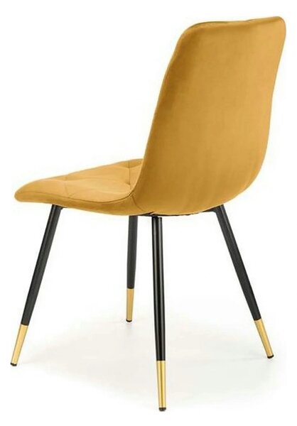 Scaun tapitat K438, galben, stofa catifelata, 45x50x86 cm