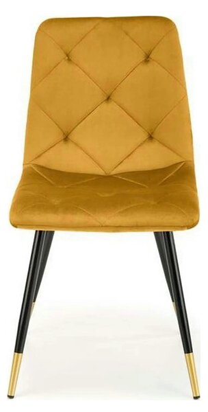 Scaun tapitat K438, galben, stofa catifelata, 45x50x86 cm