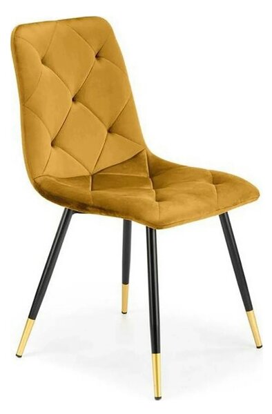 Scaun tapitat K438, galben, stofa catifelata, 45x50x86 cm