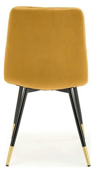Scaun tapitat K438, galben, stofa catifelata, 45x50x86 cm