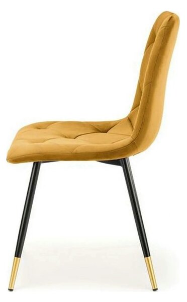 Scaun tapitat K438, galben, stofa catifelata, 45x50x86 cm