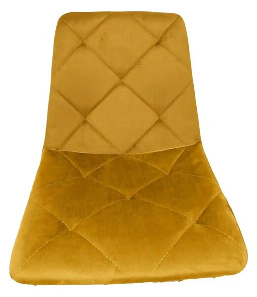Scaun tapitat K438, galben, stofa catifelata, 45x50x86 cm