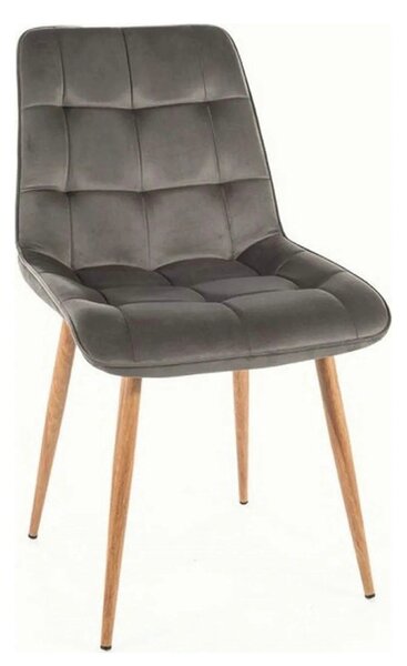 Scaun CHIC D, gri - Bluvel 14, stofa catifelata/metal, 50x58x88 cm