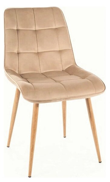 Scaun CHIC D, bej deschis - Bluvel 28, stofa catifelata/metal, 50x58x8