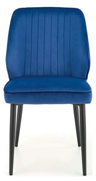 Scaun tapitat K432, albastru, stofa catifelata, 48x57x85 cm