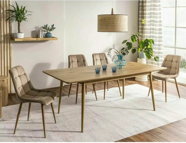 Scaun CHIC D, bej deschis - Bluvel 28, stofa catifelata/metal, 50x58x8