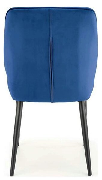 Scaun tapitat K432, albastru, stofa catifelata, 48x57x85 cm