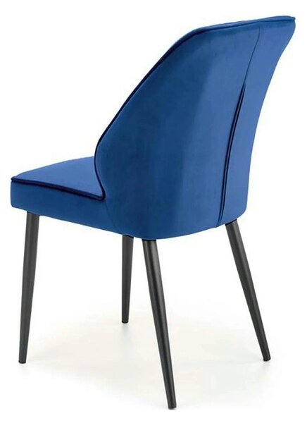 Scaun tapitat K432, albastru, stofa catifelata, 48x57x85 cm