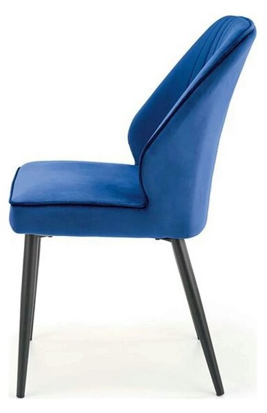 Scaun tapitat K432, albastru, stofa catifelata, 48x57x85 cm