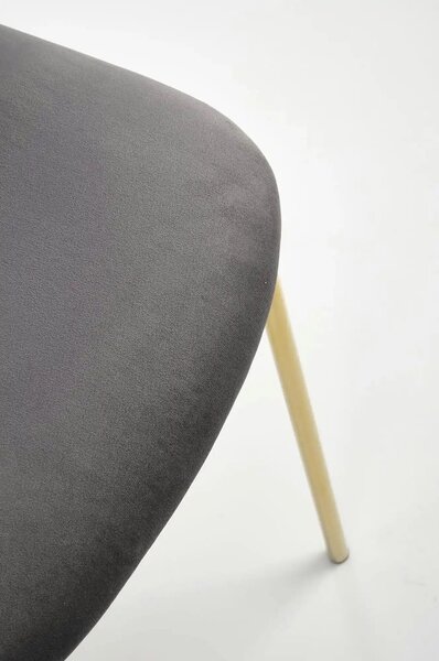 Scaun tapitat K499, gri/auriu, stofa catifelata, 47x56x85 cm