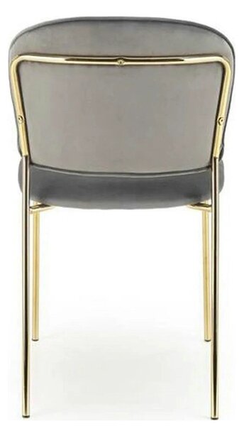 Scaun tapitat K499, gri/auriu, stofa catifelata, 47x56x85 cm