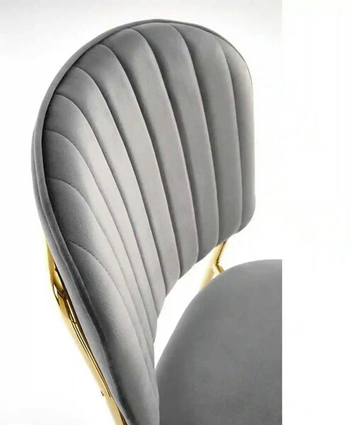 Scaun tapitat K499, gri/auriu, stofa catifelata, 47x56x85 cm