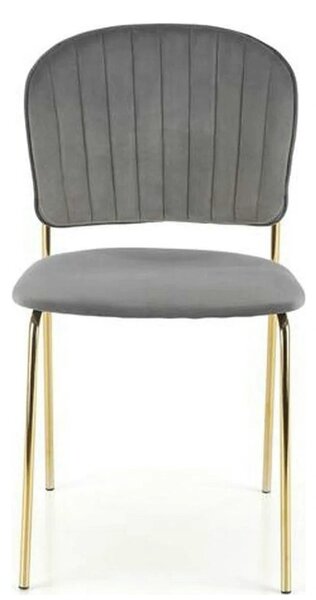 Scaun tapitat K499, gri/auriu, stofa catifelata, 47x56x85 cm
