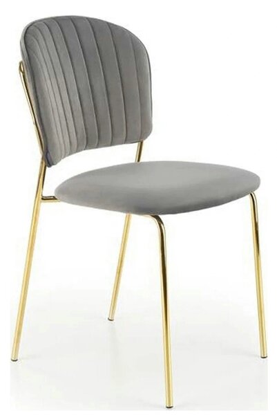 Scaun tapitat K499, gri/auriu, stofa catifelata, 47x56x85 cm