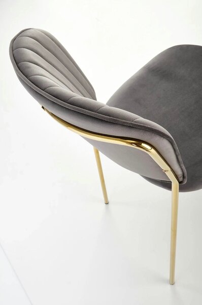 Scaun tapitat K499, gri/auriu, stofa catifelata, 47x56x85 cm