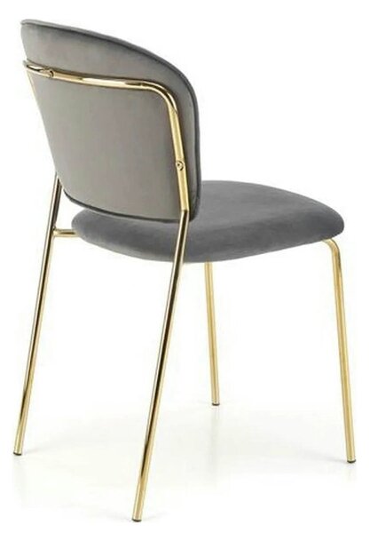 Scaun tapitat K499, gri/auriu, stofa catifelata, 47x56x85 cm