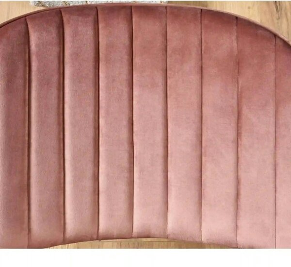 Scaun tapitat K499, roz/auriu, stofa catifelata, 47x56x85 cm