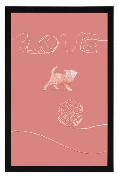 Poster pisoi cu o minge și inscripție Love