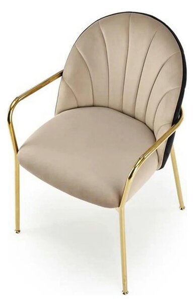 Scaun tapitat K500, bej/auriu, stofa catifelata, 53x57x80 cm