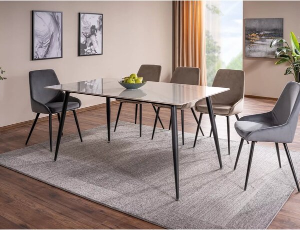Scaun pentru living COBE, bej/negru, stofa catifelata/metal, 49x43x85
