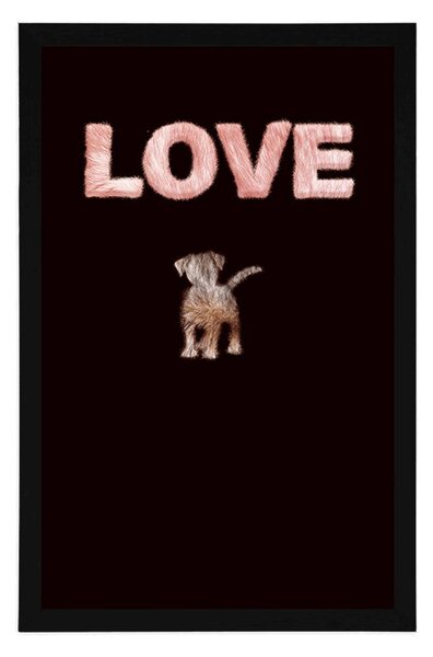 Poster cățel cu inscripție Love