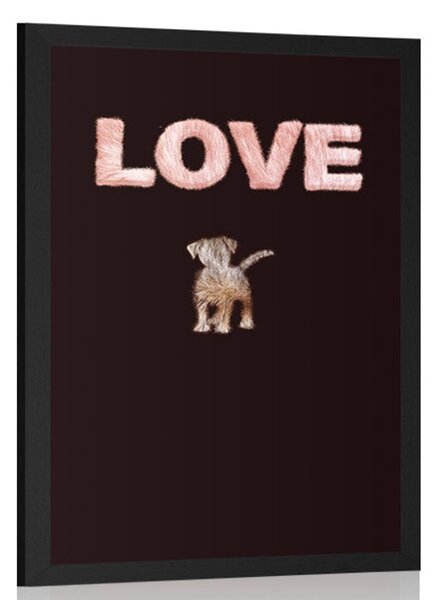 Poster cățel cu inscripție Love