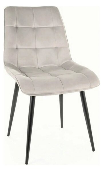 Scaun CHIC, gri deschis/negru, stofa catifelata/metal, 50x58x88 cm