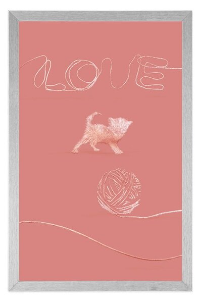 Poster pisoi cu o minge și inscripție Love