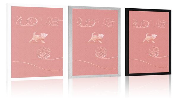 Poster pisoi cu o minge și inscripție Love
