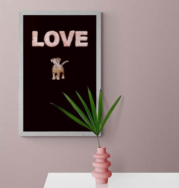 Poster cățel cu inscripție Love